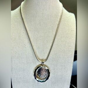Brighton Plunder Pendant Silver Tone Snake Chain Necklace 16” + 2”‎ extension